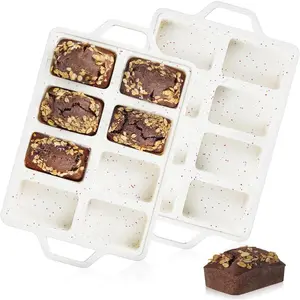 Mini Loaf Pans, Metal Reinforced Frame  Bread Loaf Pans 8 Cavities Nonstick for Baking Cornbread, Mini Bread, Brownie, Cheesecake,  2 Pack Confetti