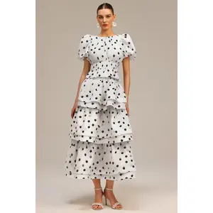 BellaBarnett Nasim Puff Sleeves Dot Printed Top And Skirt Two-Piece Set