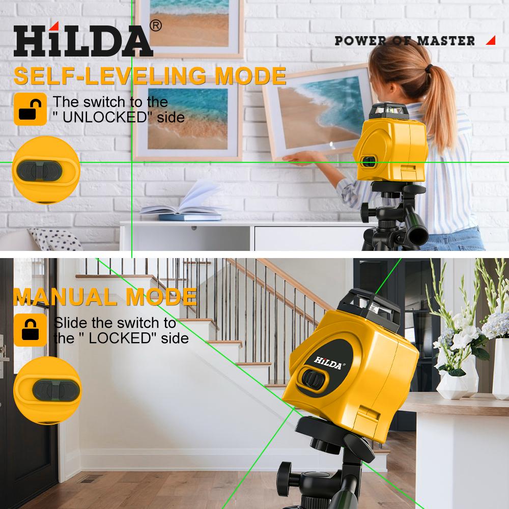 5 Line 360° Laser Level, Self Leveling Laser Level with Pulse Mode,Cross Line Laser, 2 Brightness Levels,Function ,Green Line Laser Leveler Tool for DIY Indoor Project,Picture Hanging Wall Tile Floor Construction