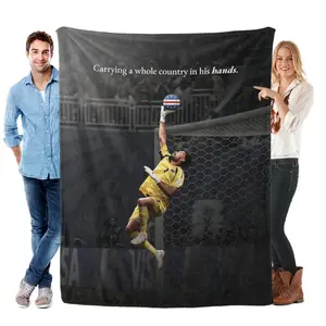 Cape Verde Goalkeeper Vozinha Fleece Throw Blanket, Iconic Save Graphic Blanket With Quote “Carrying a whole country in his hands”, Soft Cozy Flannel Sofa Bed Blanket For Football Fans, Patriotic Cape Verde National Team Home Decor Gift