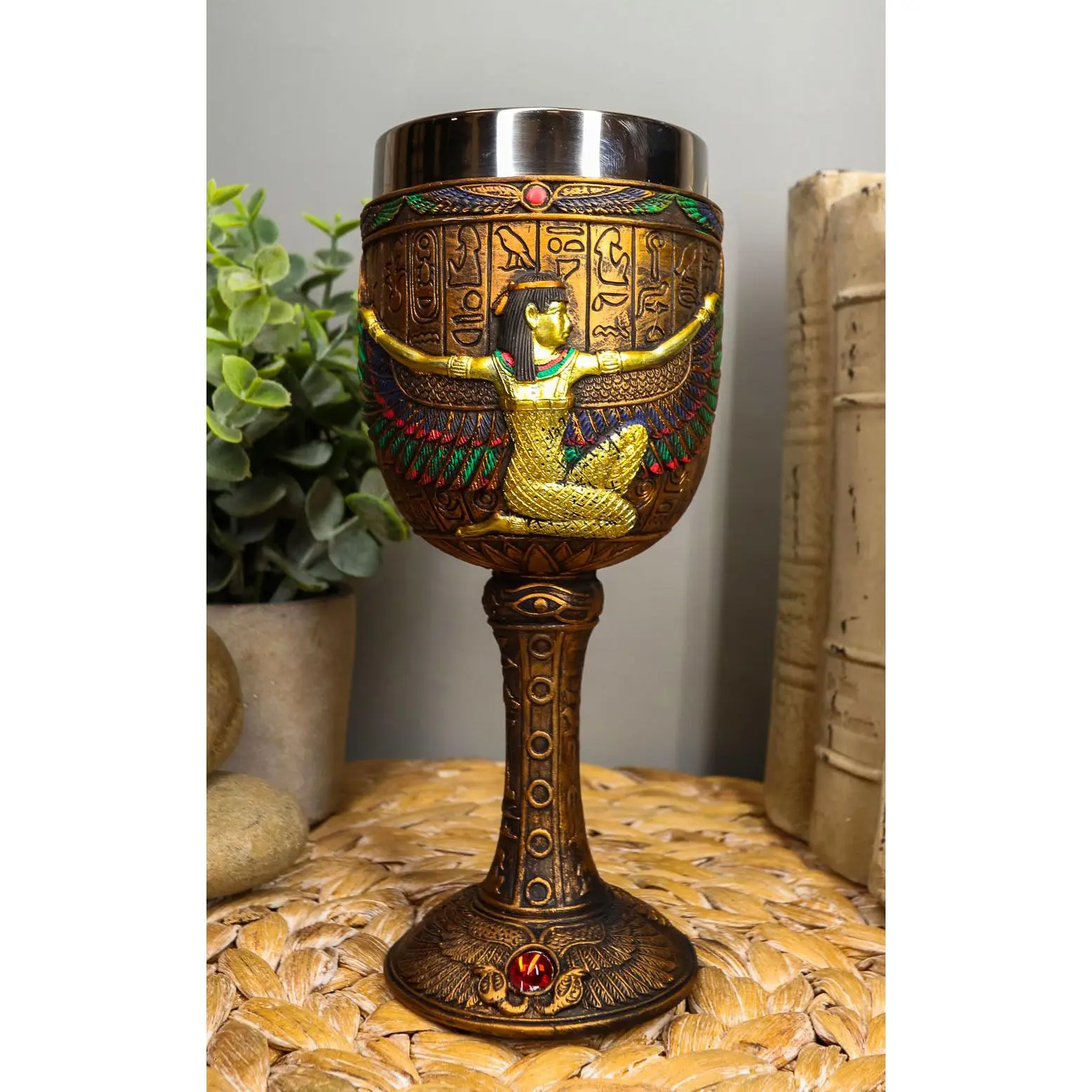 Ebros Ancient Egyptian Winged Goddess Isis Motherhood Justice Wine Goblet Cup