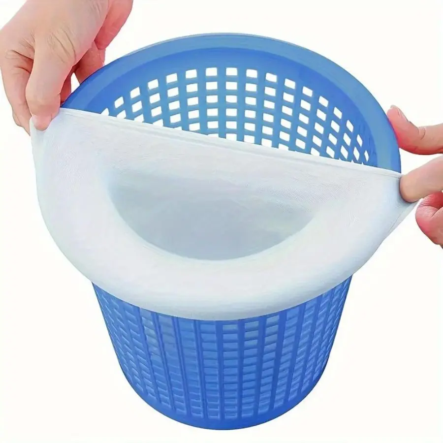 Fine Mesh Synthetic Filter Net Sleeves with Universal Fit for Above-Ground & In-Ground Pool Skimmer Baskets, Essential Summer Pool Supplies, Above-Ground & In-Ground Pools