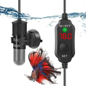Super Mini 10W Aquarium Heater for 1-2 Gallon Tanks, Small Fish Tank Turtle Betta Heater with Dry-Run Overheat Protection & Memory Function