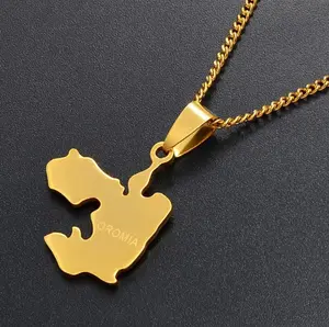 Oromia Map Pendant Necklace Gold or Silver Colored