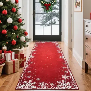 Christmas Decoration Hallway Area Rug, Snowflake Design, Premium Living Room Bedroom Carpet, Perfect Holiday Gift, Home Decorative Rug