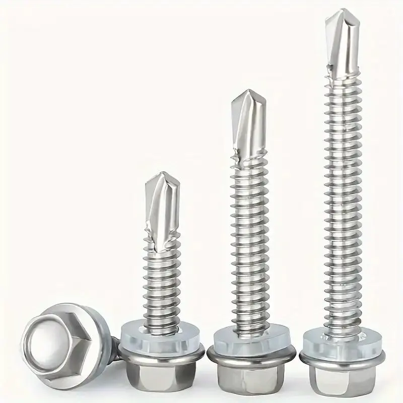 M8 Hexagon Head Self Drilling Screw Set, Stainless Steel Hexagon Head Screw Set, Fastener Set for Tesla Head Self Drilling, Hand Tool Accessories, Hex Cap Screws, Screws Kit