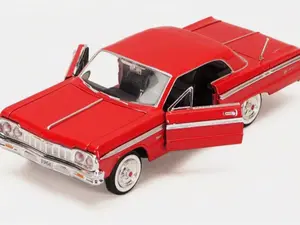 Motormax 1:24 1964 Chevy Impala Red Diecast Model Car Collectible Classic Scale 1:24 Detailed Miniature for Display and Collecting