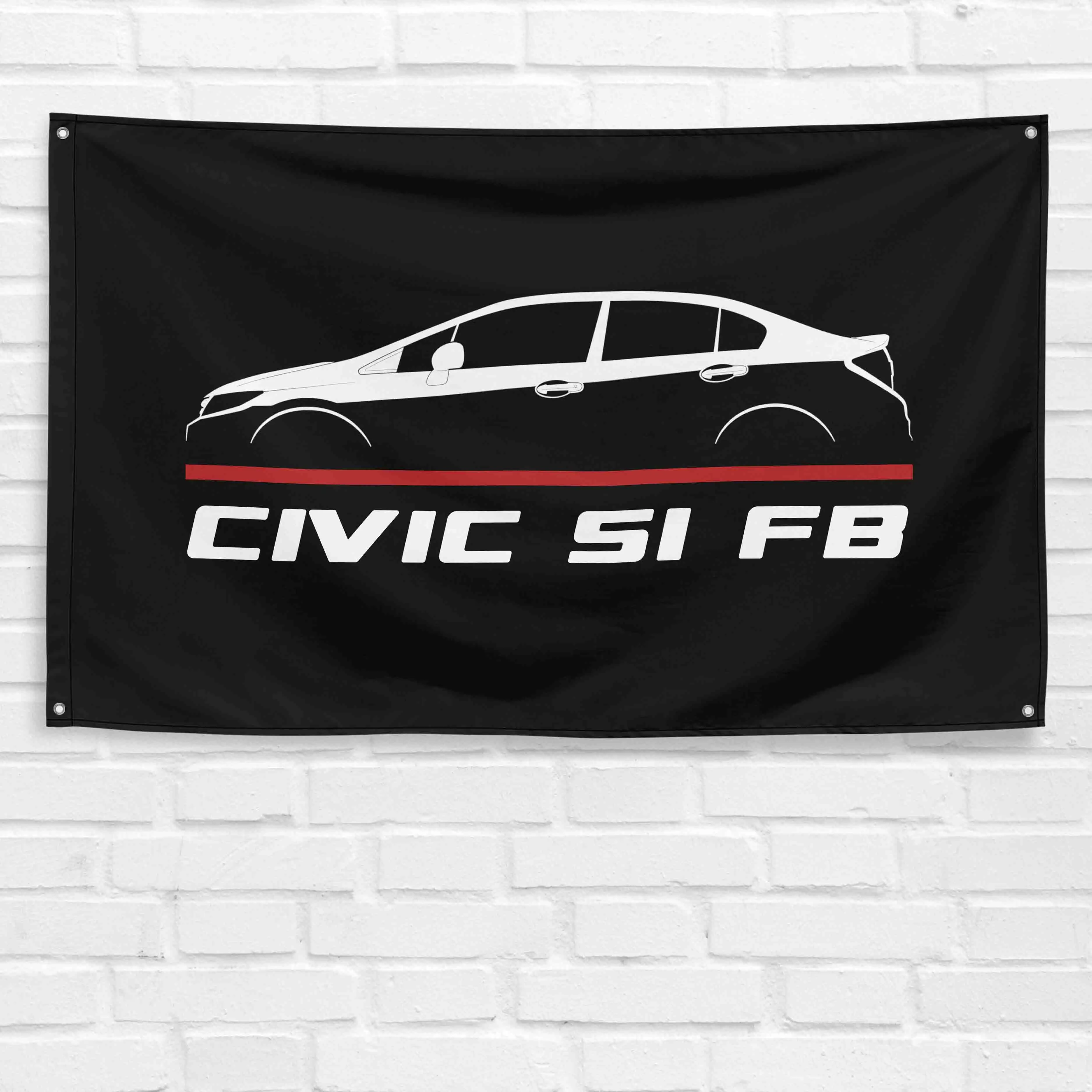 Civic Si FB 2011-2015 Polyester Grommeted Car Hanging Flag, 3x5 ft Lightweight Durable Garage Wall Display Decor, Left-Side Sleeve Room Decor Festive Birthday Gift (Home & Festive Party Supplies)