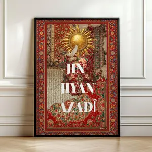 Jin Jiyan Azadî Poster, Kurdish Wall Art, Woman Life Freedom Print, Persian Rug Style Decor, Cultural Heritage Artwork, Middle Eastern Home Decor