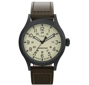 Timex Expedition Watch with Brown Leather Strap - Classic Design for Everyday Use - Ideal for Casual & Semi-Formal Settings