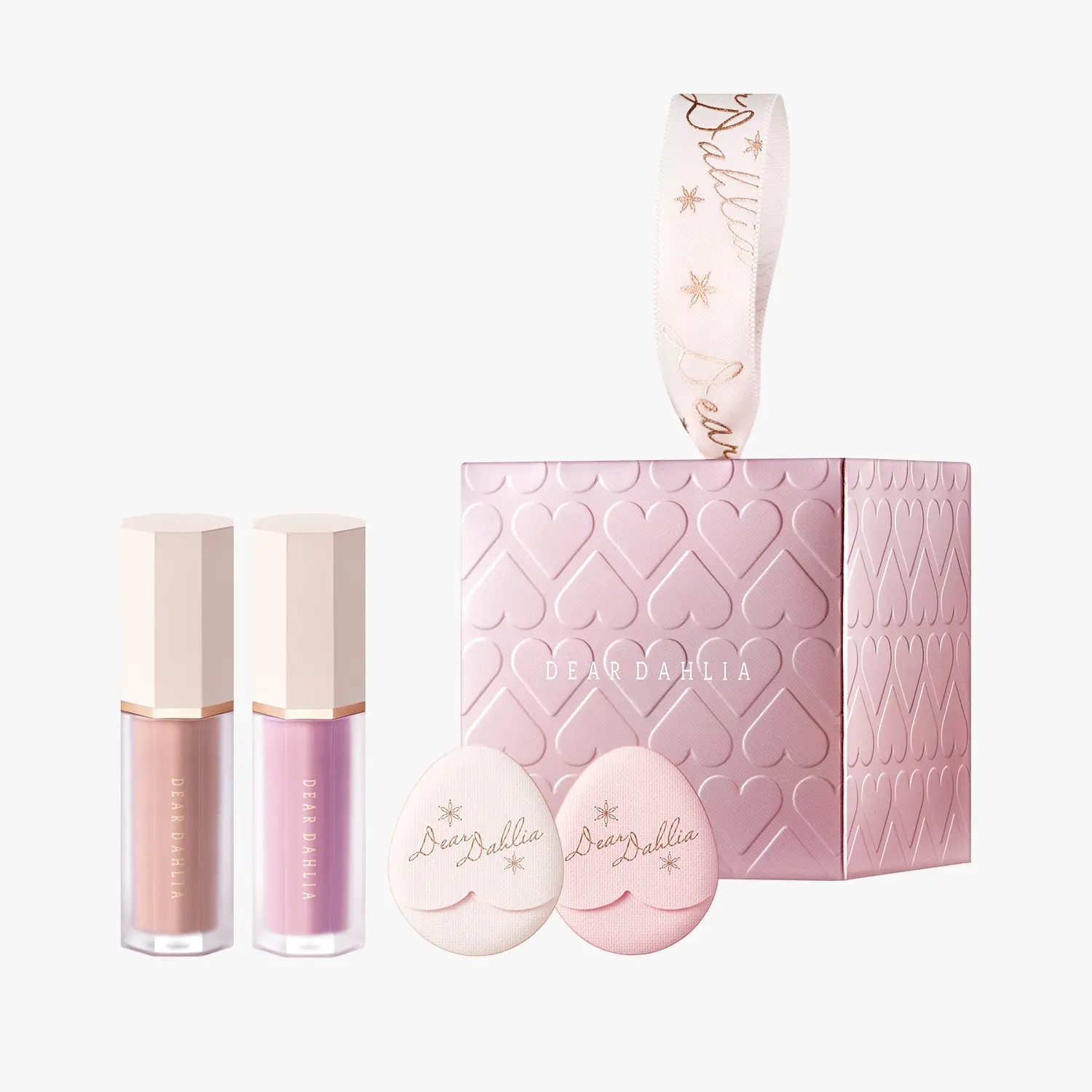 DEARDAHLIA Petal Drop Liquid Blush Duo, Hydrating Cosmetic Compact for a Radiant Glow, Gluten-Free 2-Shade Heart Edition Gift Set with Dahlia Flower Extract