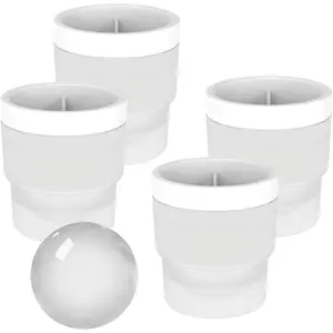 Ice Ball Maker Mold - Set of 4, Round Ice Cube Mold, 2.4 Inch Sphere Ice Cubes for , ,  (4, White)