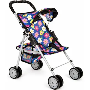 My First Foldable Baby Toy Doll Stroller with Safety Belt & Storage Basket, Pretend Play Fits up to 18" Dolls, 4 Double Wheels, Best Gift for Girls & Boys