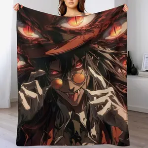Hellsing Alucard Anime Throw Blanket, Soft Flannel Vampire Alucard Blanket, Cozy Anime Decor for Couch Bed, Anime Lover Gift