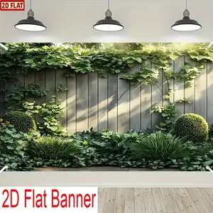 2D Flat Rich Garden Wooden Fence Banner Multi-Size Polyester Material, Designed for Photography, Party and Festival Decorations, Suitable for Indoor and Outdoor Use, Perfect for Spring, Summer, Autumn, Photo Studi