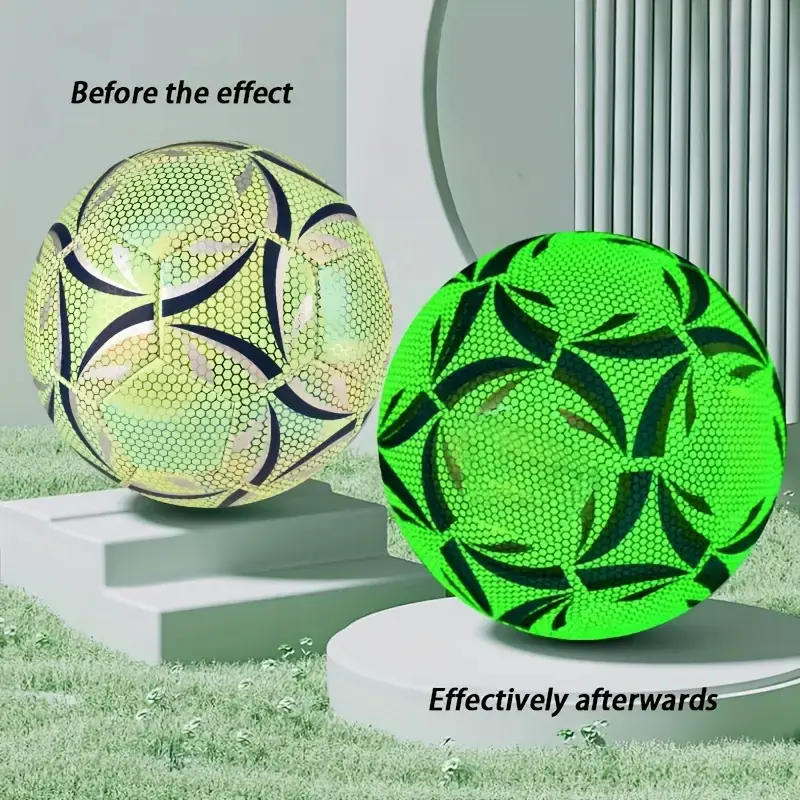 Night Glow Soccer Ball, Size 5 PU Stitched Football, Glowing Sports Equipment for Youth Entertainment, Ideal for Teenage Fun, Light Up Soccer Ball, Football Balls, Soccer Gear