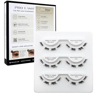 Pro Lash No. 32 ProWear Professionally Styled Lash Clusters - Easiest to Apply Eyelash Cluster - 10 Day Eyelashes - Waterproof Lashes Clusters - 3 Sets - Mega Feather Wispy No. 32 - Black