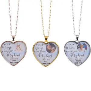 Personalized Heart Pendant Photo Memorial Necklace