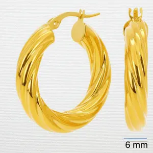 Argollas torcidas lisas de oro 14k – Grosor 6 mm
