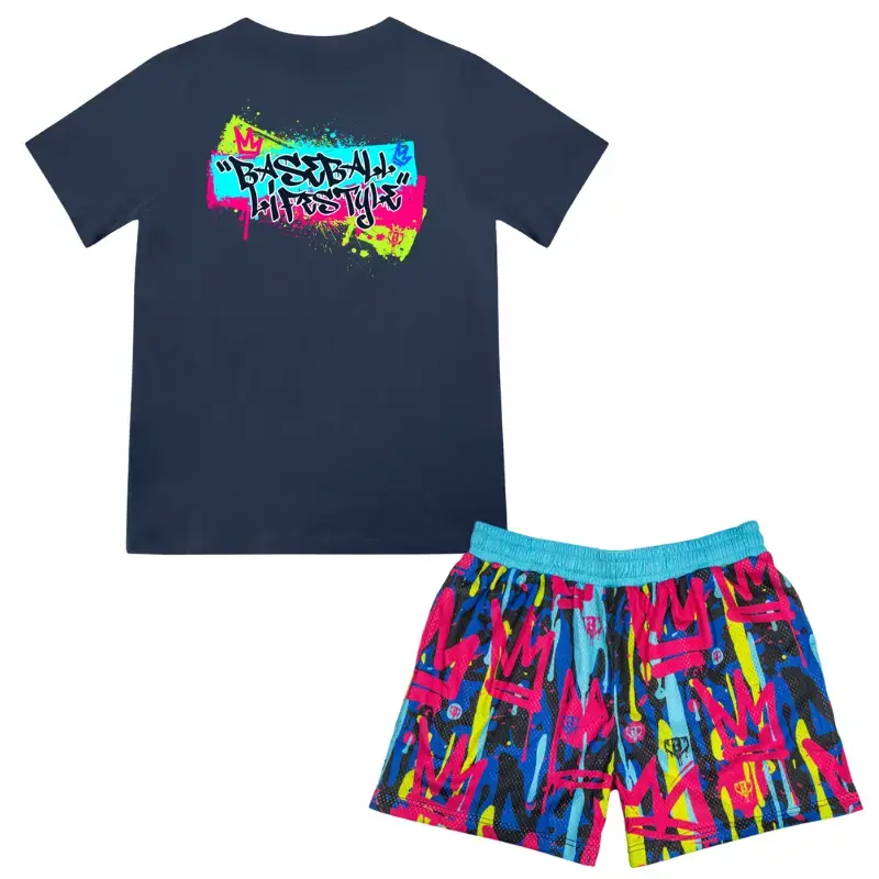 Baseball Lifestyle 101 Graffiti Crown Tee & Short