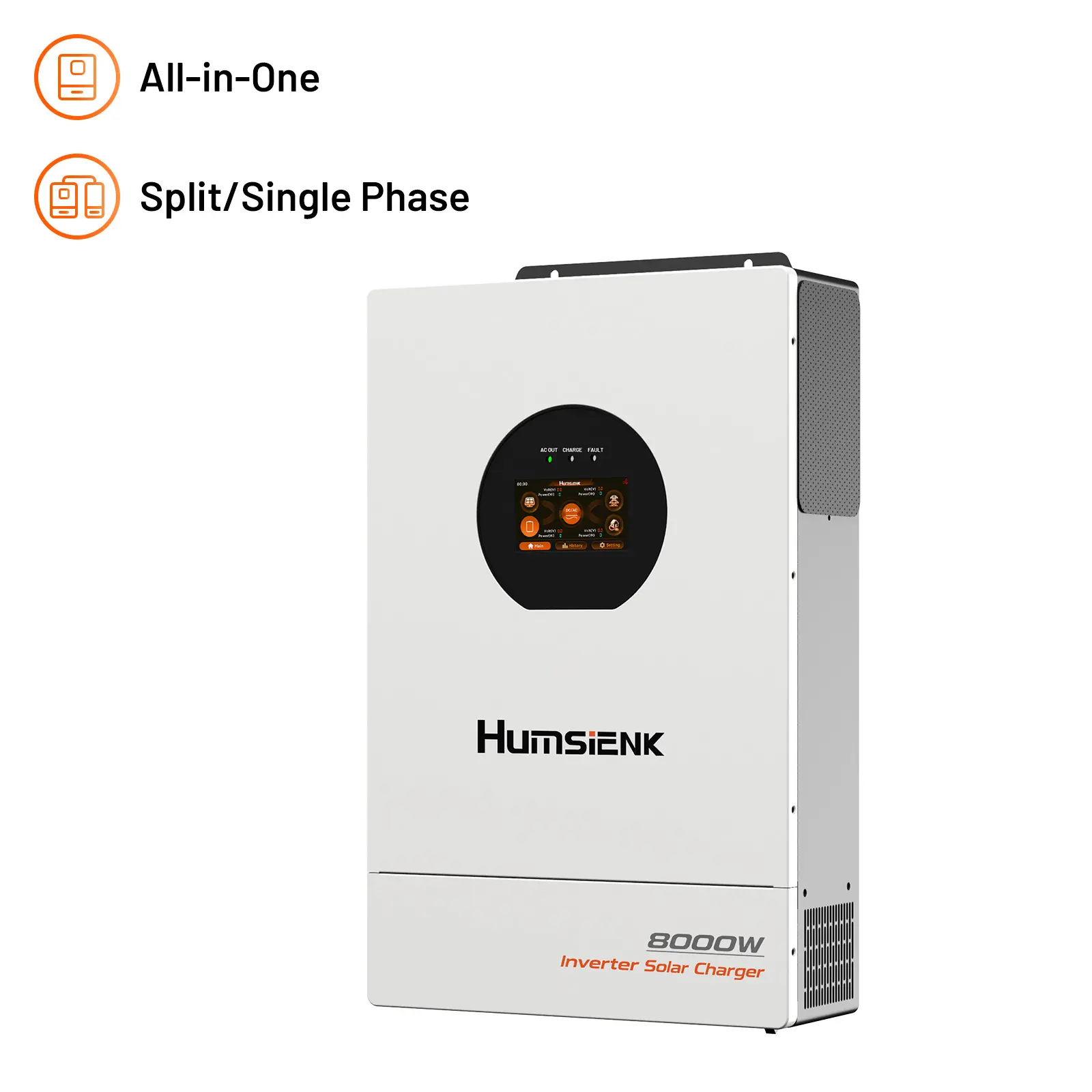 【Inverter】Humsienk 8000W 48V All-in-One Solar Inverter, Split Phase 120/240V, 10kW PV Input,Dual MPPT, Whole Home Backup, Parallel Ready, A maximum of 6 units can be connected in parallel, Inversor Solar