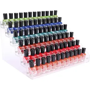 Clear Nail Polish Paint Organizer Holder Rack Shelf 6 Tier Acrylic Tattoo Ink Essential Oil Display Stand Holds Up to 48-96 Bottles (Fit 1-2oz Bottles).