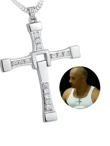 Men's Stainless Steel Cross Pendant Necklace, Dominic Torretto Style Jewelry Gift, Non Tarnish Jewelry, Plain Design, Unisex Accessory