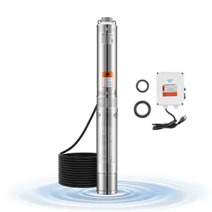 【Summervibes】VEVOR Deep Well Submersible Pump, 1 HP Output Power, 115V, 31.7 GPM Flow 207 ft Head, with 32.81 ft Cord External Control Box, Stainless Steel Water Pump, for Industrial Irrigation and Home Use, IP68
