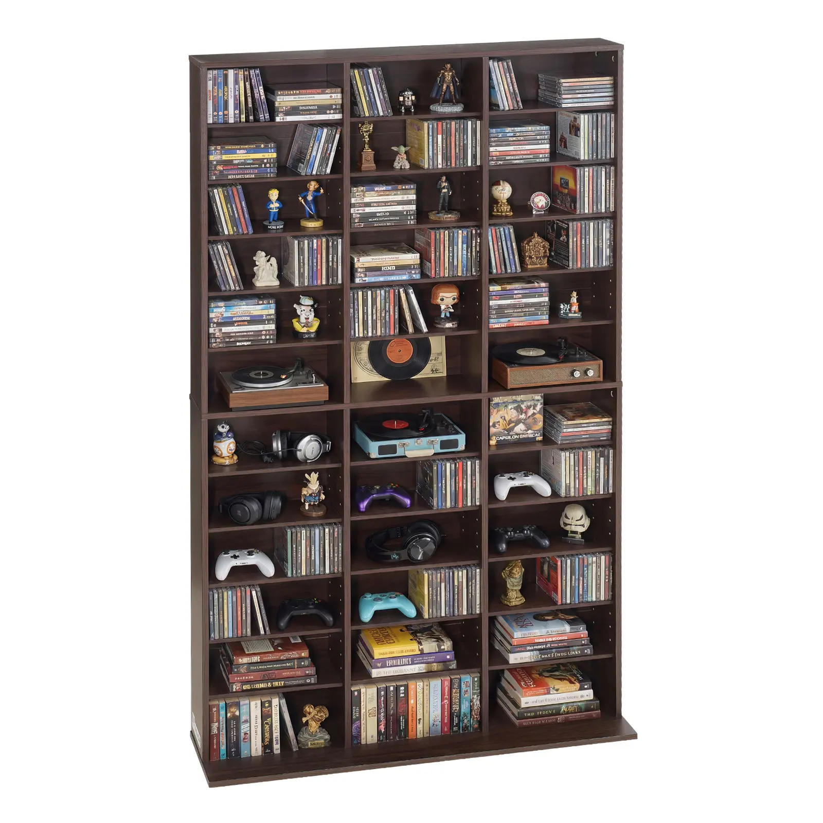 VEVOR Media Storage Cabinet, 12-Tier DVD Shelf Organizer, 40.08 x 9.09 x 71.26 in Multimedia Storage Organizer for CDs, DVDs, Books and Games, CD Shelf for Living Room, Home Office, Recording Room,familyfun