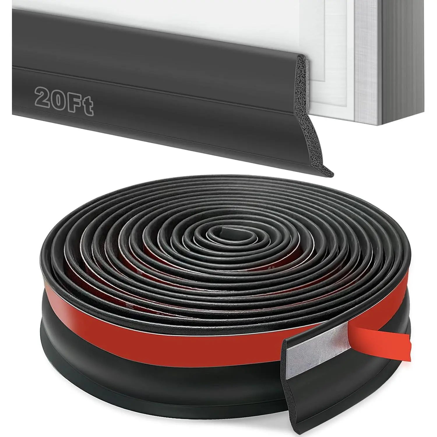 Universal Garage Door Threshold Seals Bottom Rubber Replacement, weatherproofing Garage Door Weather Stripping with Nails (20ft)