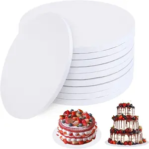 9 Packs Round 14 Inch Cake Drums, 1/2 Thick White Greaseproof Cake boards Cake Base, Cardboard Cake Drums 14 Inch for Presenting Heavy/Tall Tiered Cakes, Base Para Pastel