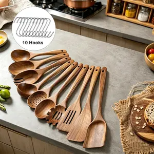 4/10 Piece Wooden Versatile Cooking Tool Set, Wooden Spoons, Kitchen Utensils, Comfortable Grip, Smooth Surface, Perfect Kitchen Gift Set