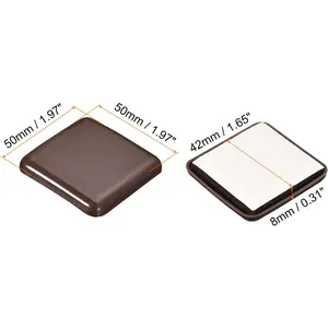 8Pcs 2" Furniture Sliders, Plastic Self-Adhesive Square Sliding Pads, Chair Glides for Carpeted Tile Vinyl Hardwood Floors (Brown)