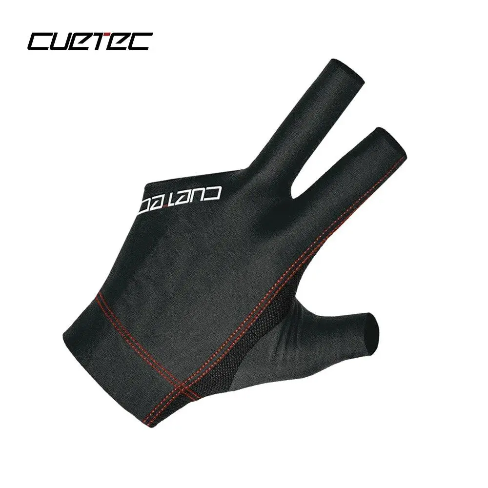 Cuetec Axis High-Performance Billiards Glove - Cool-Flow Breathable Mesh Fabric, Non-Slip Palm Heel Pad, Ultra Low-Friction Surface, Wrist Enclosure, Black with Red Contrast Stitching, Smoother Stroke Billiards & Snooker Accessories, Billiards Accessories