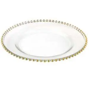Leeber  Bead Chargers Plate, Gold - Set of 4