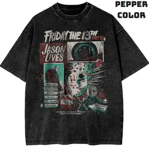 Friday the 13th Shirt, Horror Movie Shirts, Crew Neck Casual Tshirt, Vintage Graphic Tees, Unisex Halloween T-Shirt Gifts For Men Women Streetwear Top Menswear Womenswear