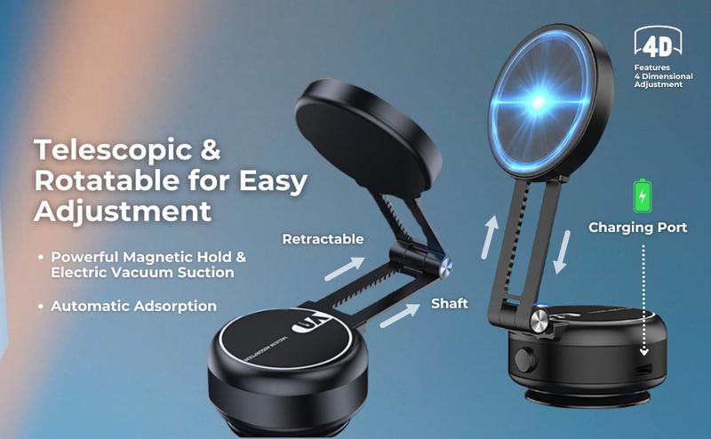 Vacuum Magnetic Phone Holder,Cellphone Stand,Smartphone Folding Mount,Dual-Sided Electronic Vacuum and Magnetic Adsorption,Selfie,Car,Office Vacuum Magnetic Phone Holder,Cellphone Stand,Smartphone Folding Mount,Dual-Sided Electronic Vacuum and Magnetic Adsorption,Selfie,Car,Office