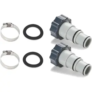 (2-Pack) Replacement Threaded to Clamp Style Hose Adapter for Intex Pool Sets with 1.5 and 1.25-Inch Hose Fits Filter Pumps, Chlorine Generators, Salt Systems with Threaded Hoses Connections