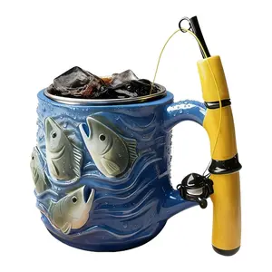 Fishing Mug Cup, 100ML Resin Drinkware Design, Fishing Theme Tea Coffee Cup, Ideal Gift for Birthdays Festivals Celebrations Retirement