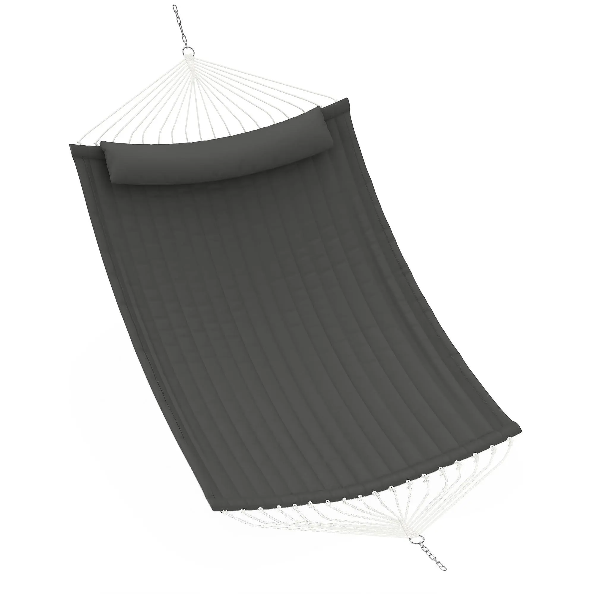 GARVEE Polyester double hammock with curved iron bar (stand not included) – Generous double size, soft padding, weatherproof, curved bar for easy entry, and 204 kg weight capacity,Grey