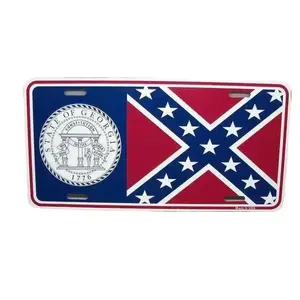 Georgia State Flag Vanity License Plate, Car Accessory - Lightweight Aluminum, Pre-Drilled Holes, Easy Installation, Elevate Your Car's Style, Show State Pride
