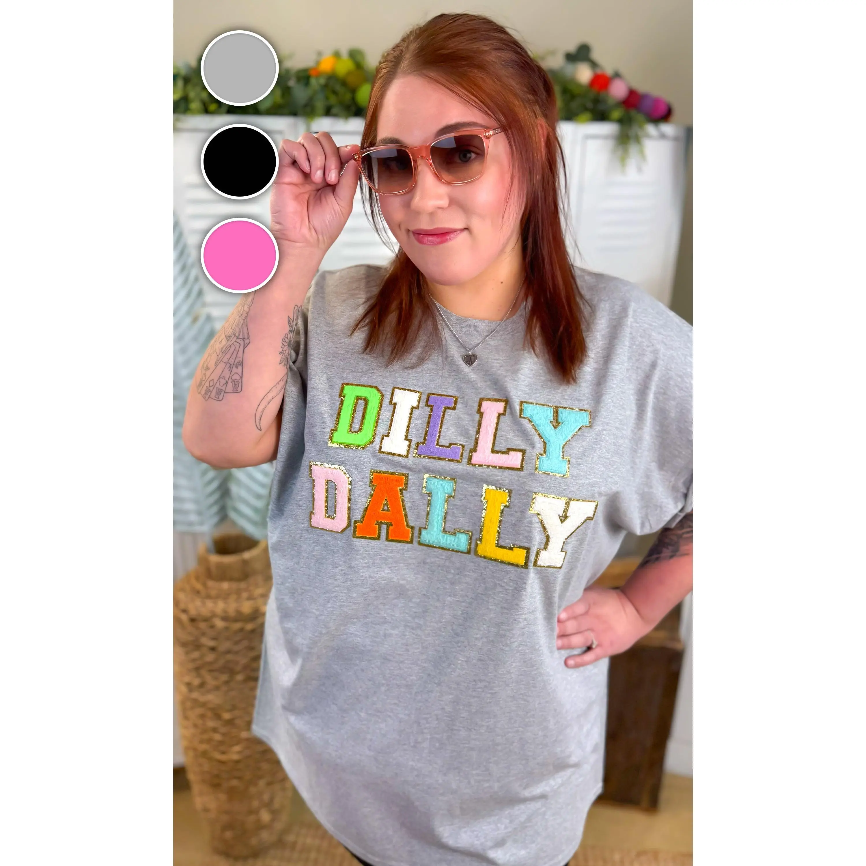 Tees2urdoor Women's Chenille Graphic T-Shirt, Casual Short-Sleeve Top in 100% Cotton Fabric for Everyday Wear, Garment