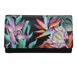 Anushcka Painted Leather Checkbook Clutch with RFID