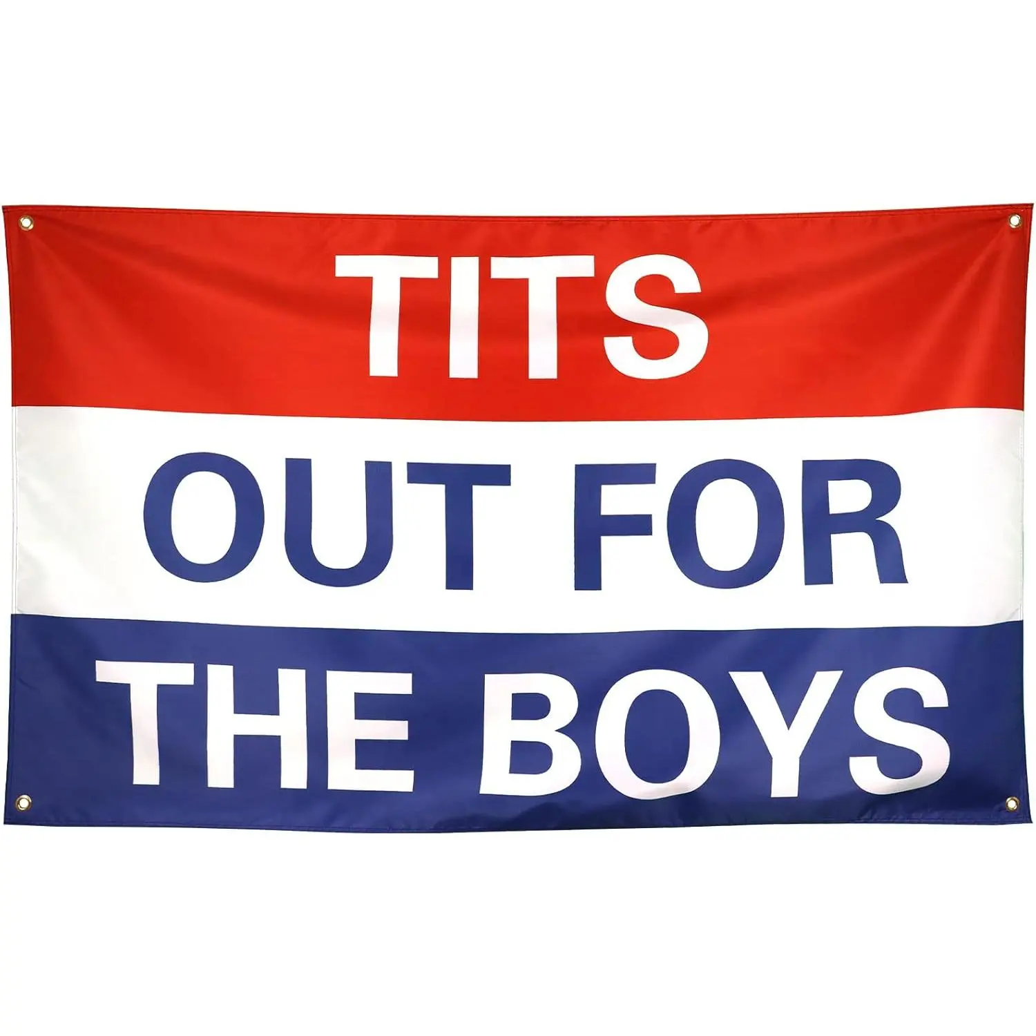 [Made in US] T1ts Tots Out for the Boys Flag Funny Meme Flags Banner 3x5 Ft Cool Flags for College Dorm Room Guys Man Cave Frat Bedroom