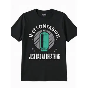 Men's Fun Medical-Themed T-Shirt – "Bad Breather" Graphic Tee (Lung & Asthma Design) – Soft, Breathable Shirt – Asthma Awareness & Casual Wear – Adult Crew Neck Top – Fun Gift for Men & Women – Humorous Apparel