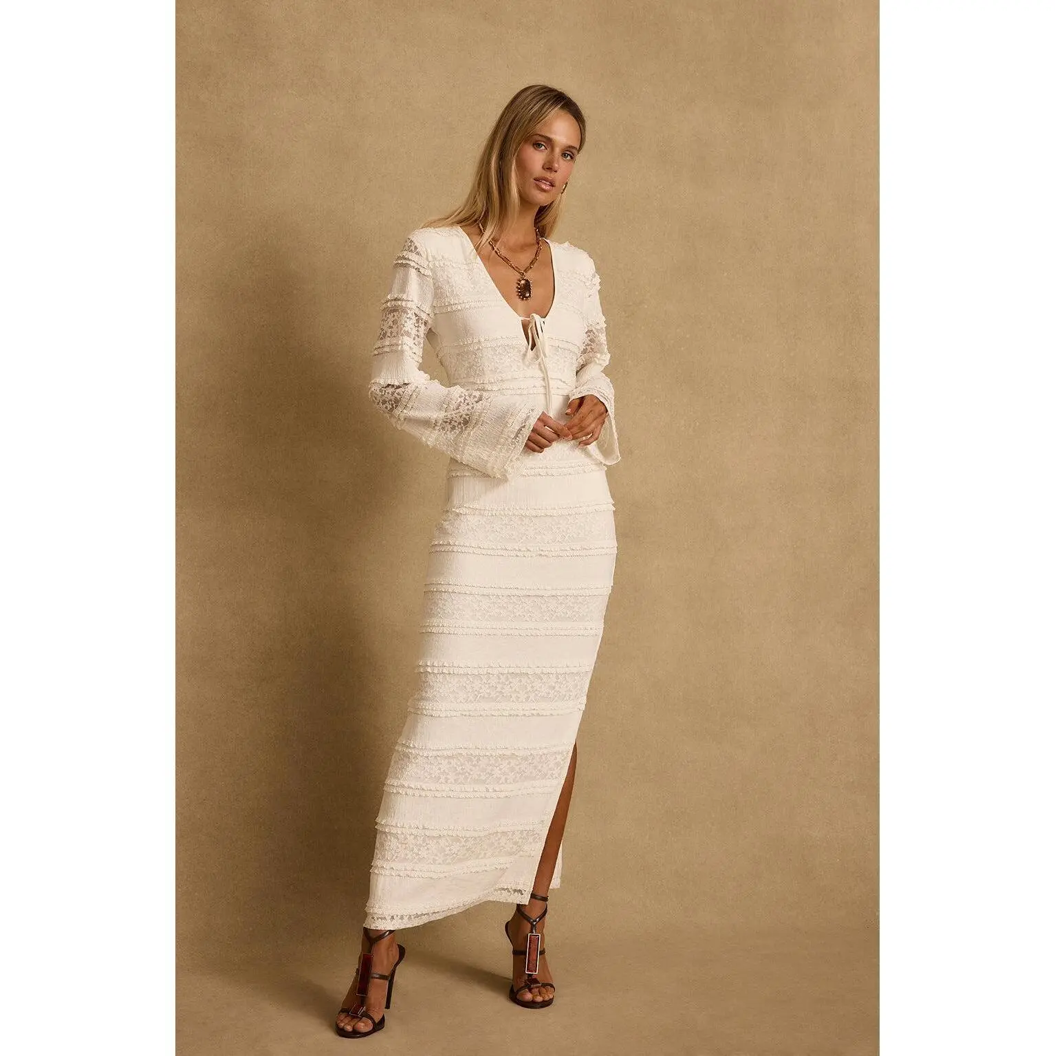 melrose ivory long sleeve lace maxi dress Melrose Ivory Long Sleeve Lace Maxi Dress
