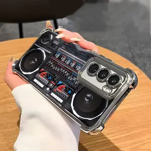 Mechanical Audio Speaker Cool Luxury Man Pattern Aesthetic Electroplated TPU Casing For SAMSUNG GALAXY S22 S23 S24 FE ULTRA PLUS Four Corners Anti-Fall Soft Silicone Gift Shockproof Protection Anti-Drop Protective Protector Phone Cases Shell Cover