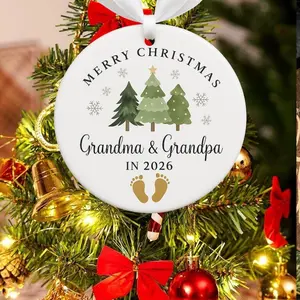 Promoted to Grandparents Ornament, Christmas 2025 Ornament, Pregnancy Announcement, Reveal to Grandparents, New Baby Announcement Ornament