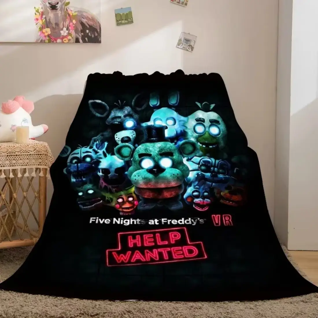 Five Nights at Freddy's Winter Flannel Blanket - Premium Flannel Material Microfiber Warm Soft Fluffy Decorative Throw for Sofa Bed Bedding Mother's Day Valentine's Day Birthday Christmas Gift