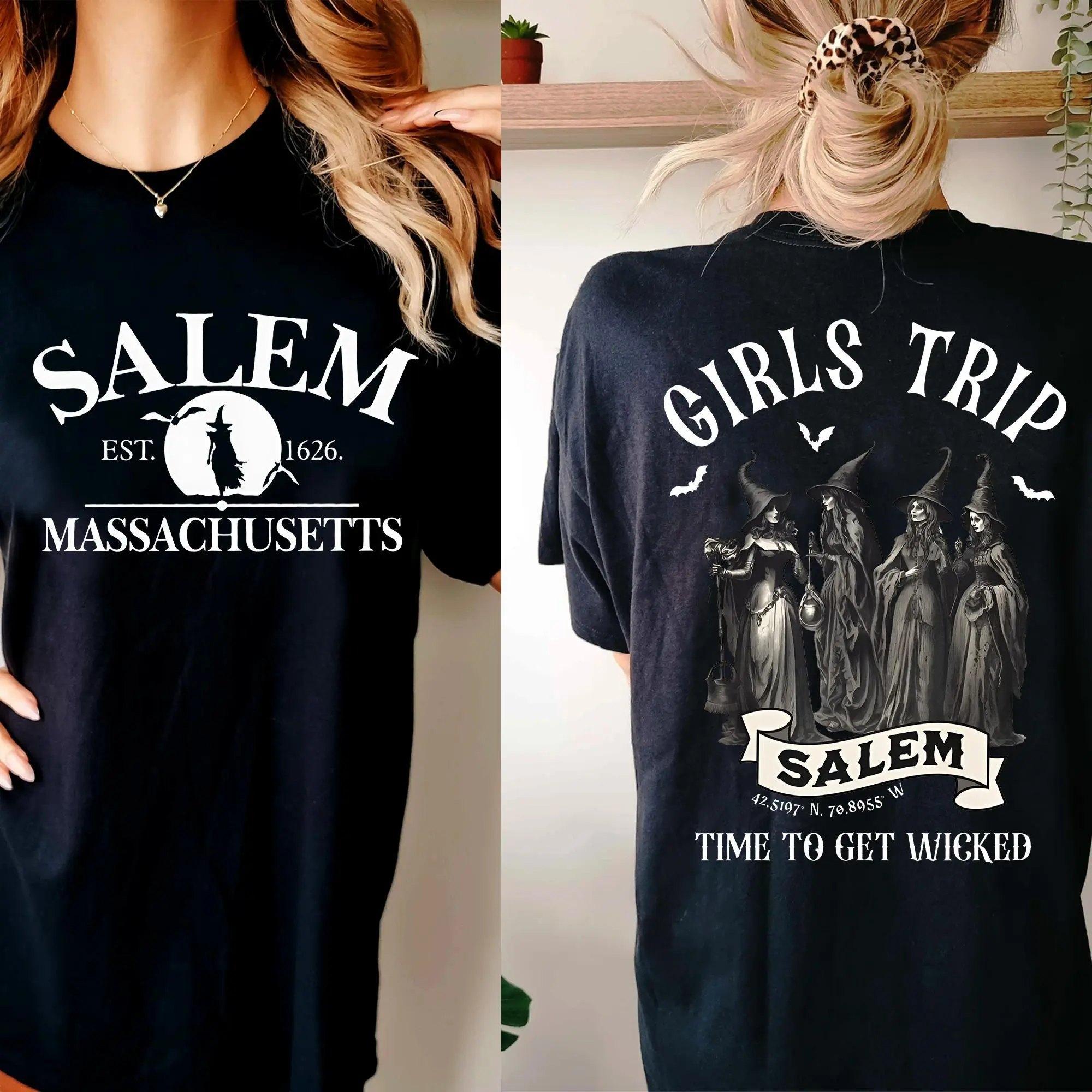 Salem Massachusetts 1626 Girls Trip Salem Time To Get Wicked Halloween Shirt, Sweatshirt, Hoodie